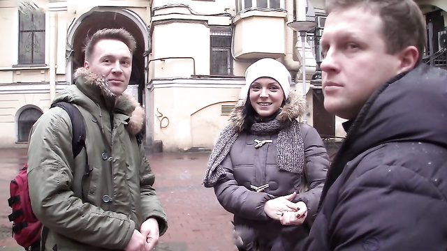 Two Russian Guys Pick Up And Fuck Hot Girl