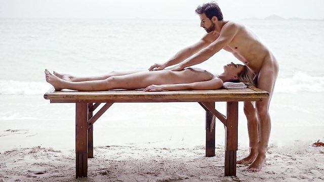 Beach Masseuse Fingers Young Beauty To A Shaking Orgasm!