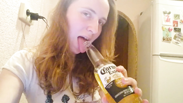 Russian Girl Chugs Beer On Kitchen Cam For Horny Guys!