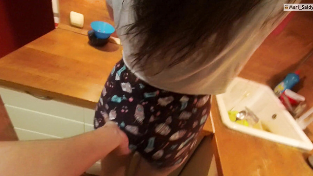 Horny Neighbor Girl Came Over For Anal On The Kitchen Counter!